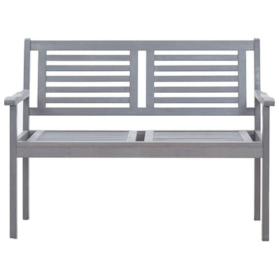 2-Seater Garden Bench with Cushion 120 cm Grey Eucalyptus Wood