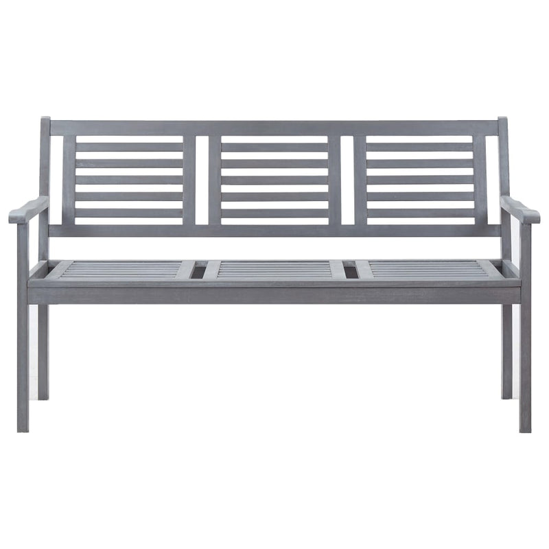 3-Seater Garden Bench with Cushion 150 cm Grey Eucalyptus Wood