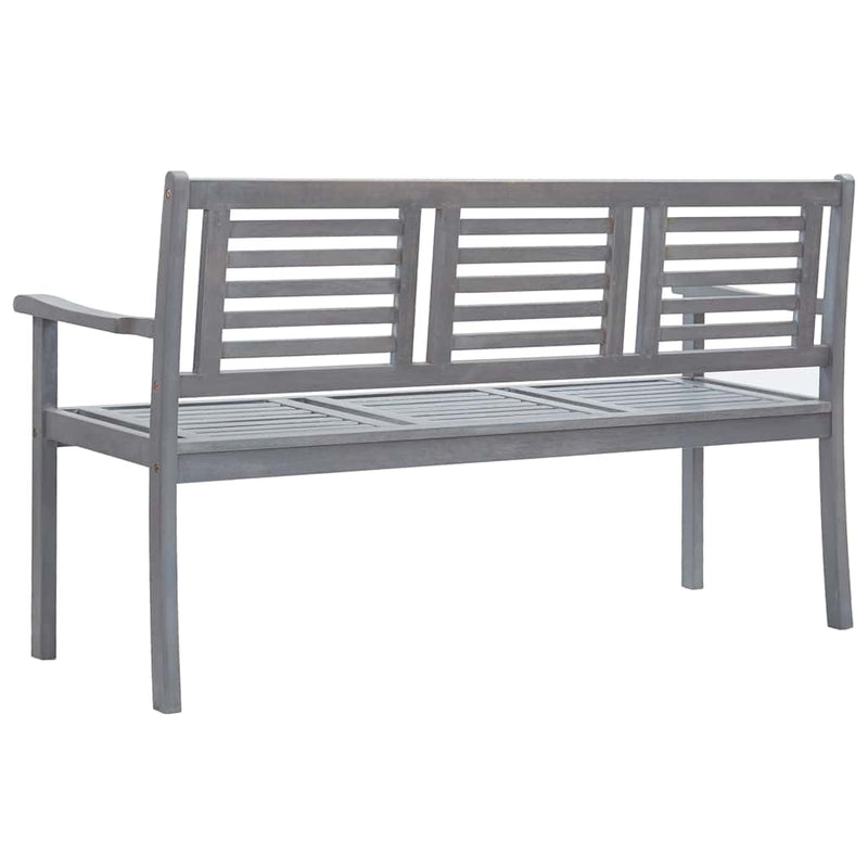 3-Seater Garden Bench with Cushion 150 cm Grey Eucalyptus Wood