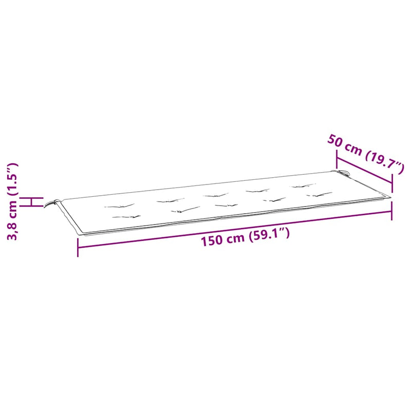 3-Seater Garden Bench with Cushion 150 cm Grey Eucalyptus Wood