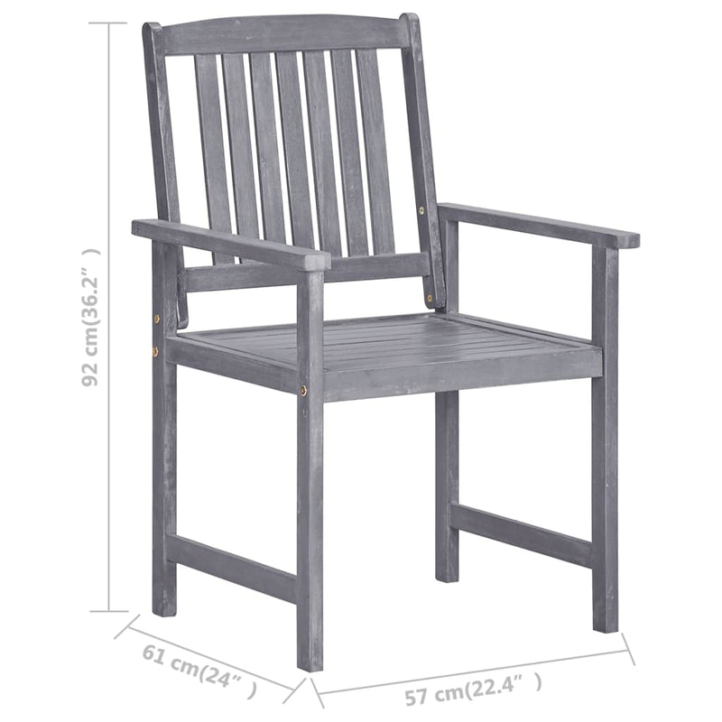 Garden Chairs with Cushions 4 pcs Grey Solid Acacia Wood