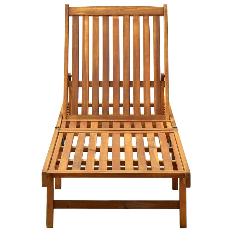 Garden Sun Lounger with Cushion Solid Acacia Wood