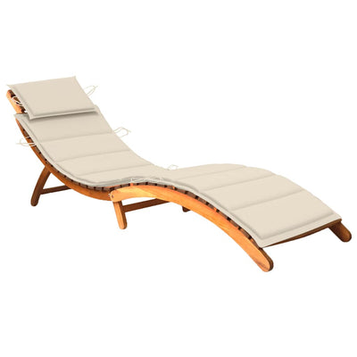 Garden Sun Lounger with Cushion Solid Wood Acacia