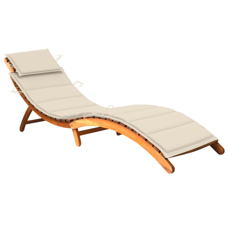 Garden Sun Lounger with Cushion Solid Wood Acacia