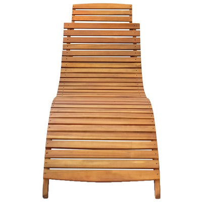 Garden Sun Lounger with Cushion Solid Acacia Wood