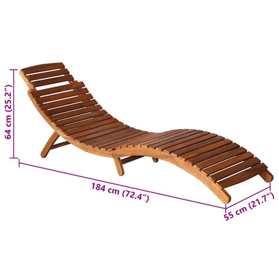 Garden Sun Lounger with Table and Cushion Solid Wood Acacia