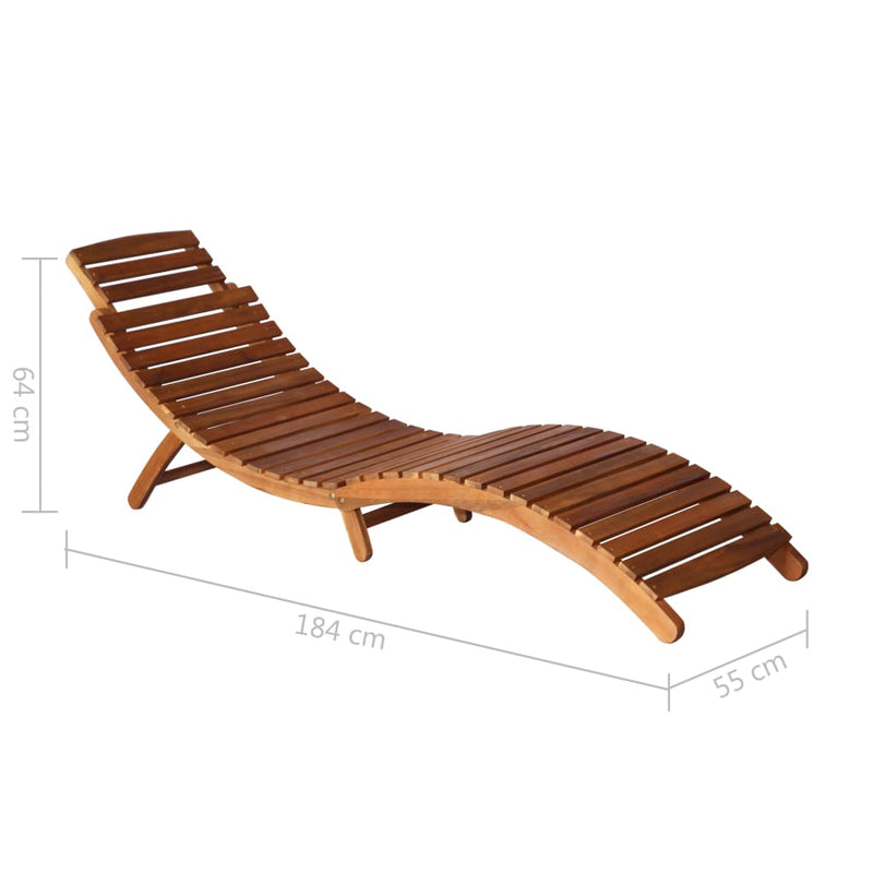 Garden Sun Lounger with Table and Cushion Solid Acacia Wood