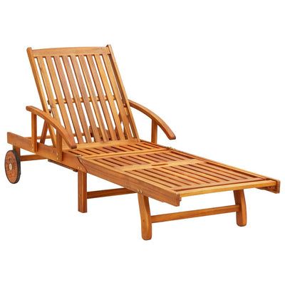 Garden Sun Lounger with Cushion Solid Wood Acacia