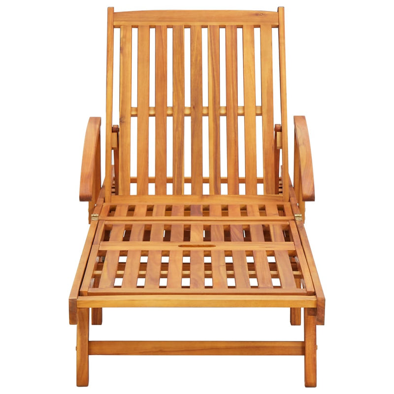 Garden Sun Lounger with Cushion Solid Wood Acacia