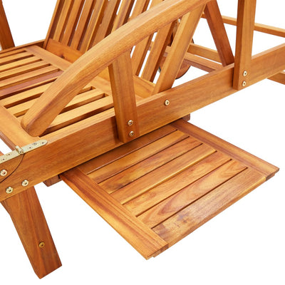 Garden Sun Lounger with Cushion Solid Acacia Wood