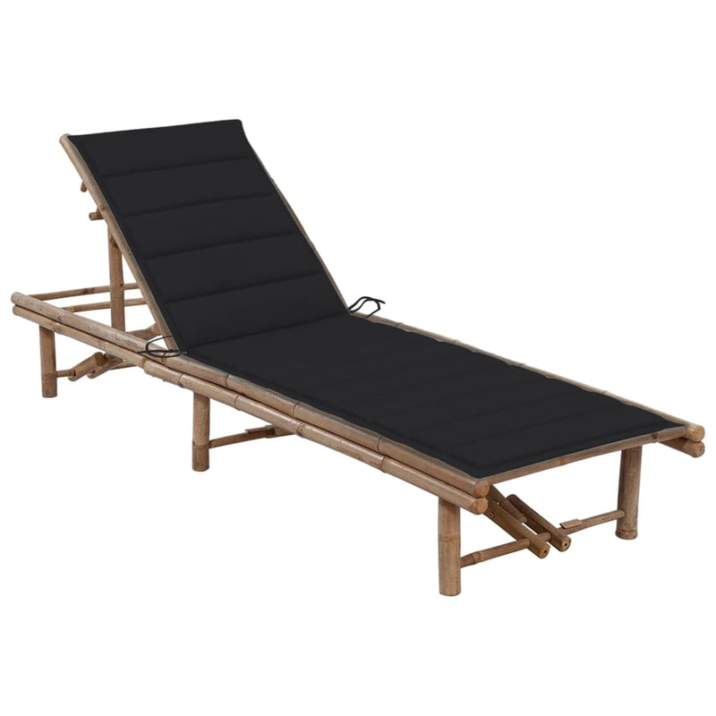 Garden Sun Lounger with Cushion Bamboo