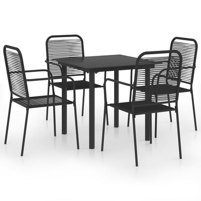 5 Piece Garden Dining Set Black Glass and Steel