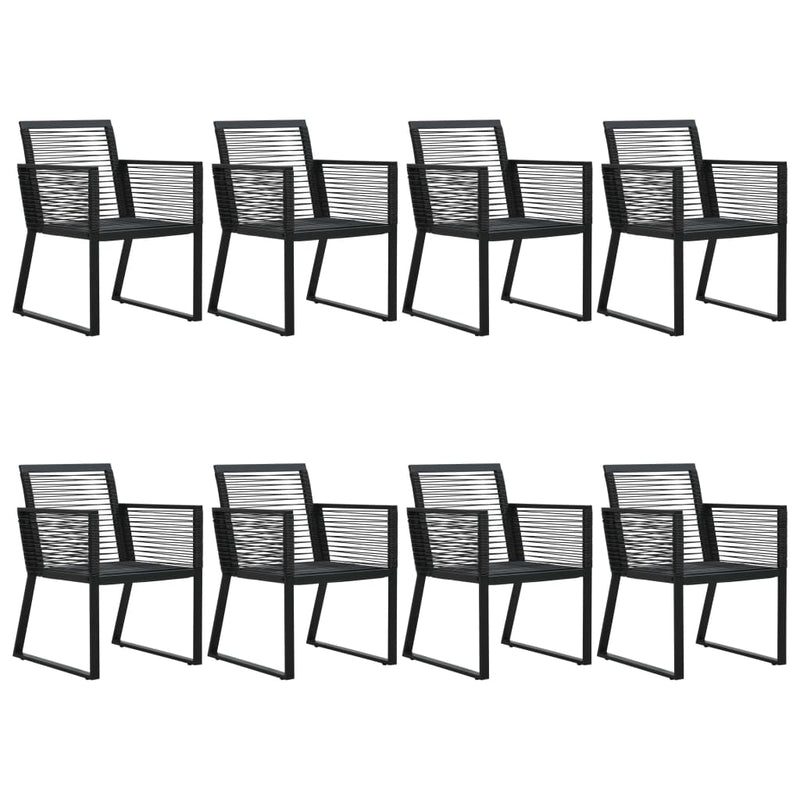 9 Piece Outdoor Dining Set PVC Rattan Black