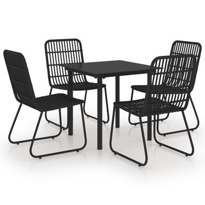 5 Piece Outdoor Dining Set Poly Rattan and Glass