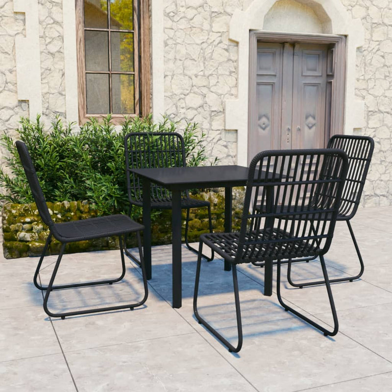 5 Piece Outdoor Dining Set Poly Rattan and Glass