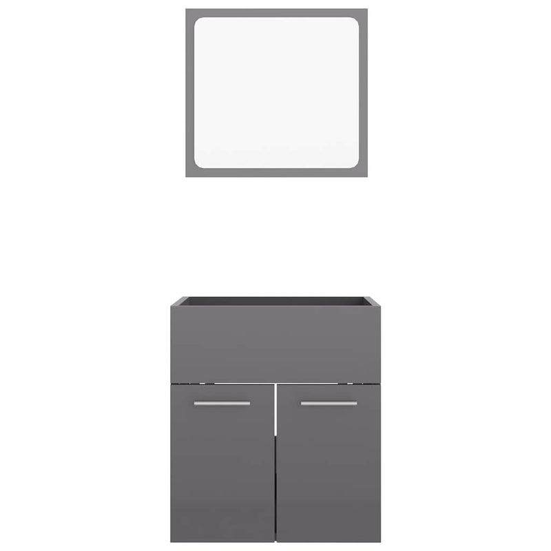 2 Piece Bathroom Furniture Set High Gloss Grey Engineered Wood