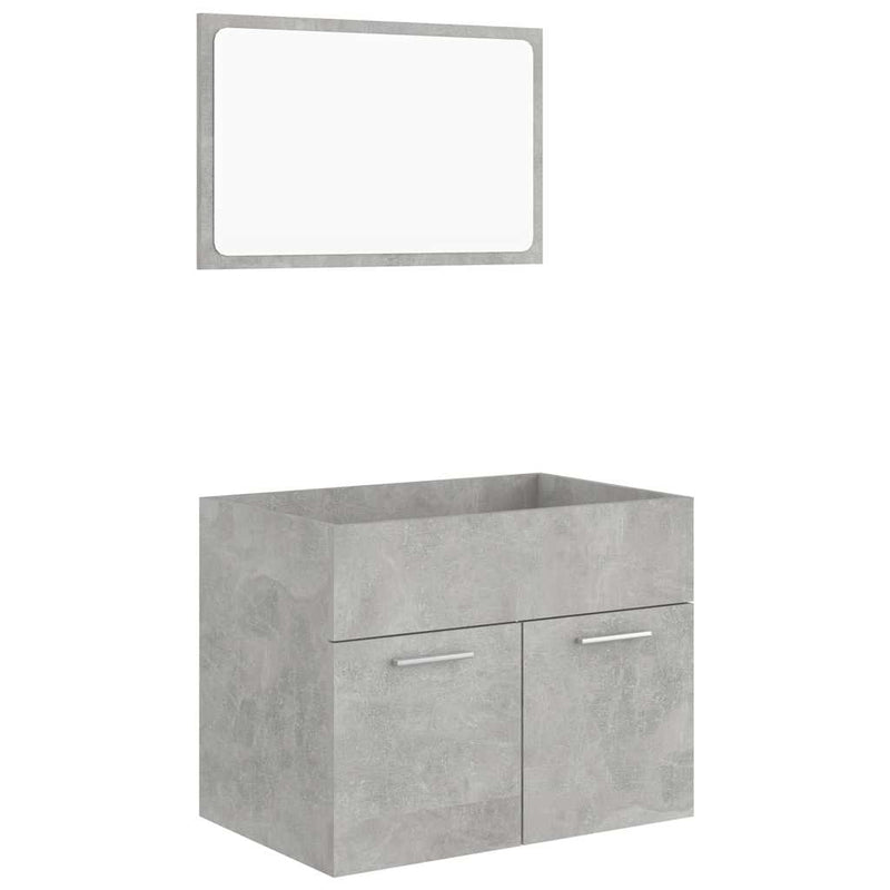 2 Piece Bathroom Furniture Set Concrete Grey Engineered Wood