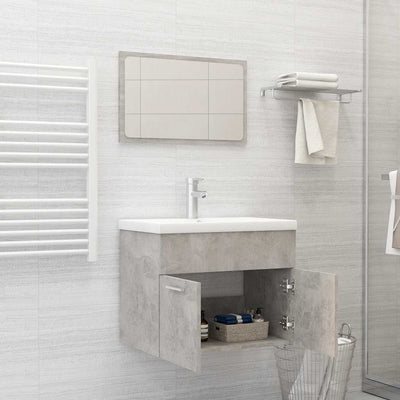 2 Piece Bathroom Furniture Set Concrete Grey Engineered Wood