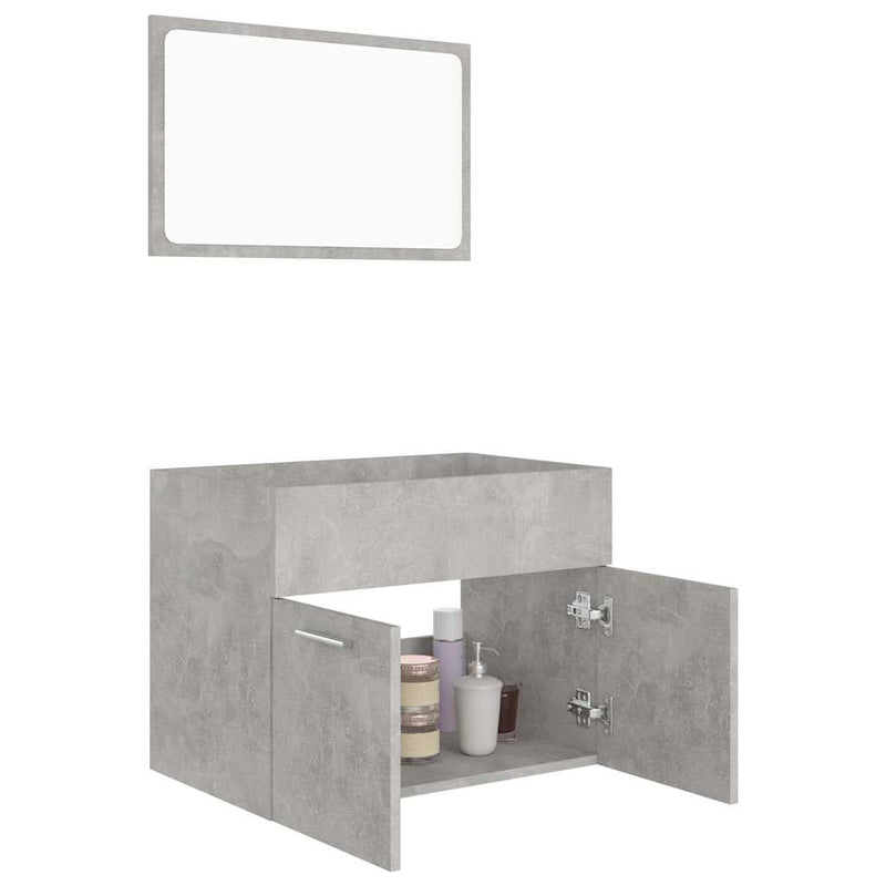 2 Piece Bathroom Furniture Set Concrete Grey Engineered Wood