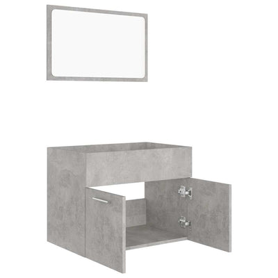 2 Piece Bathroom Furniture Set Concrete Grey Engineered Wood