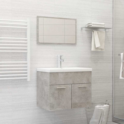 2 Piece Bathroom Furniture Set Concrete Grey Engineered Wood