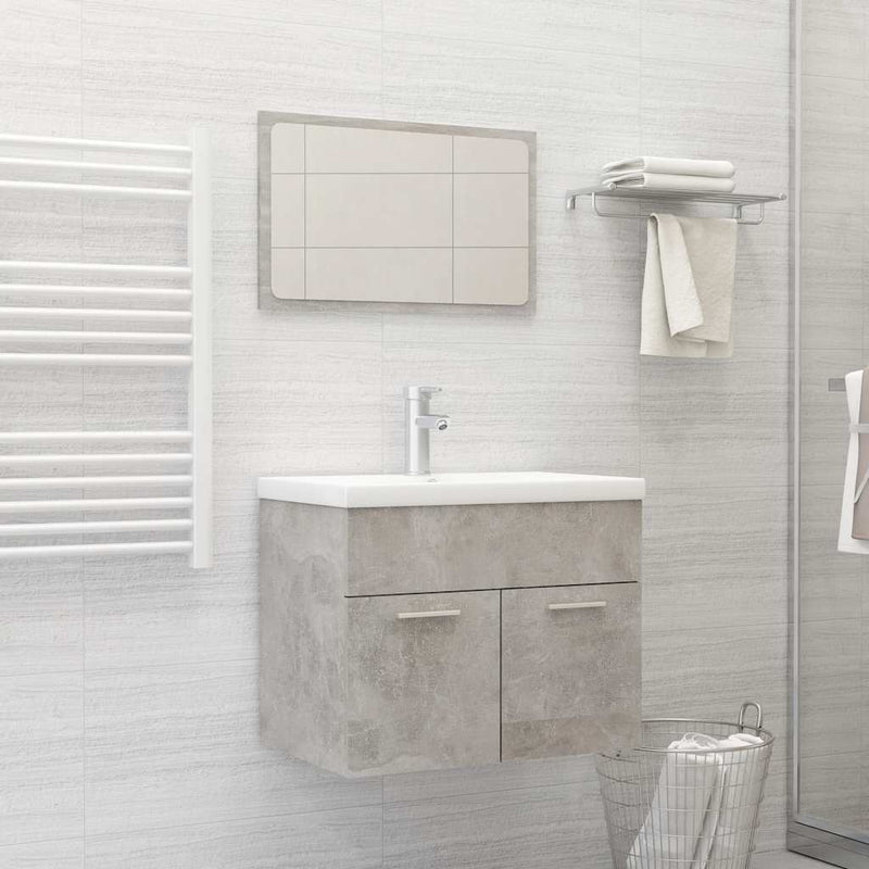 2 Piece Bathroom Furniture Set Concrete Grey Engineered Wood