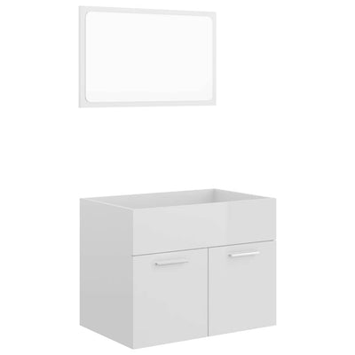 2 Piece Bathroom Furniture Set High Gloss White Engineered Wood