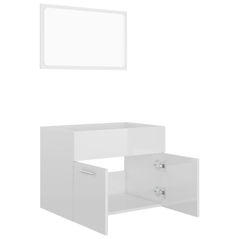 2 Piece Bathroom Furniture Set High Gloss White Engineered Wood