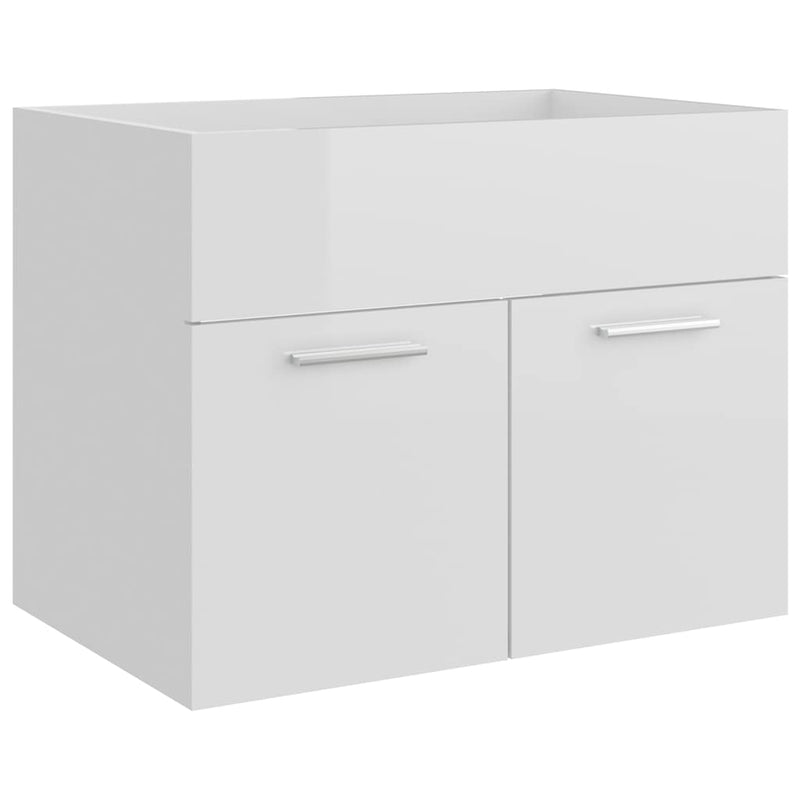 2 Piece Bathroom Furniture Set High Gloss White Engineered Wood