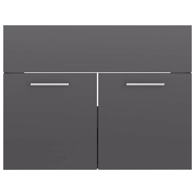 2 Piece Bathroom Furniture Set High Gloss Grey Engineered Wood