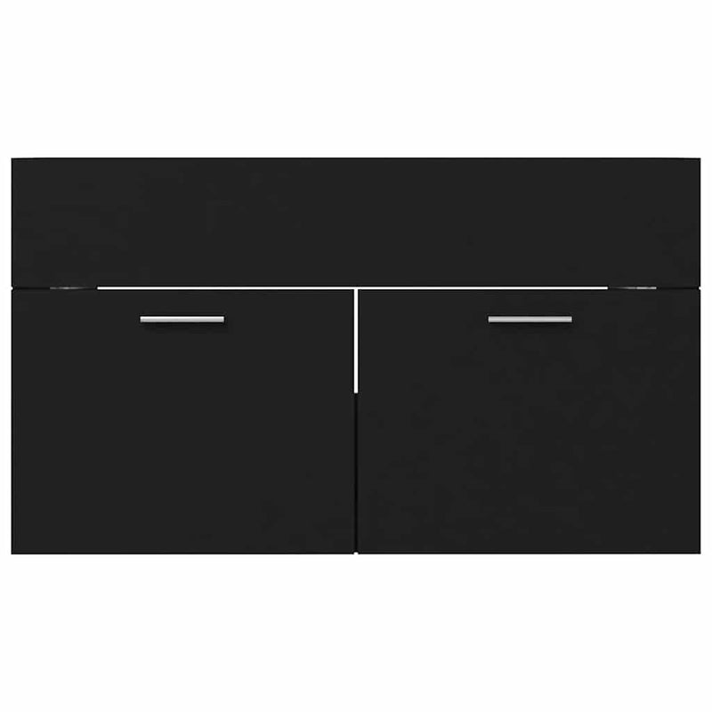 2 Piece Bathroom Furniture Set Black Engineered Wood