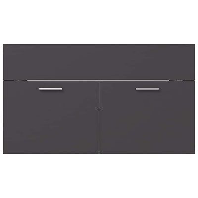 2 Piece Bathroom Furniture Set Grey Engineered Wood