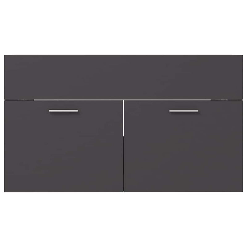 2 Piece Bathroom Furniture Set Grey Engineered Wood