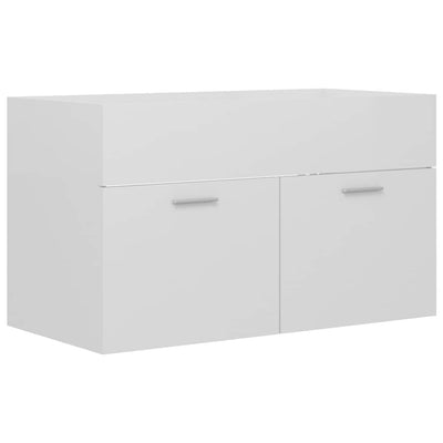 2 Piece Bathroom Furniture Set High Gloss White Engineered Wood