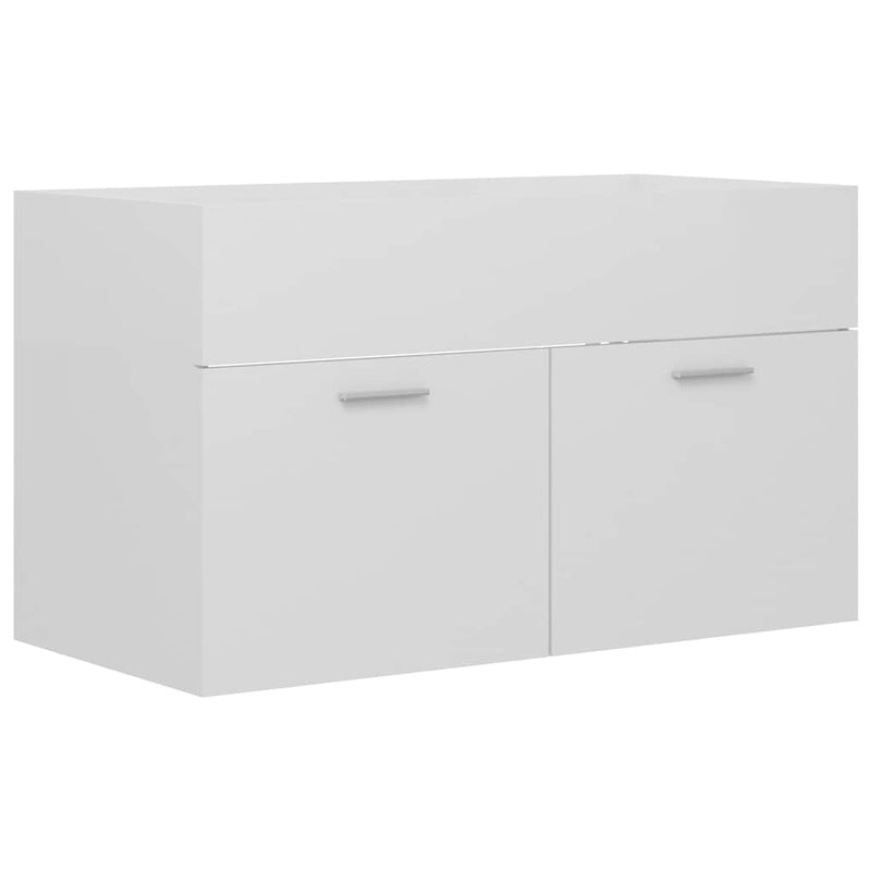 2 Piece Bathroom Furniture Set High Gloss White Engineered Wood