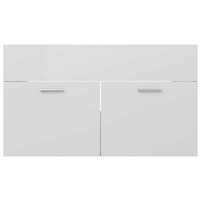 2 Piece Bathroom Furniture Set High Gloss White Engineered Wood