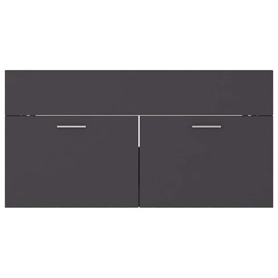 2 Piece Bathroom Furniture Set Grey Engineered Wood