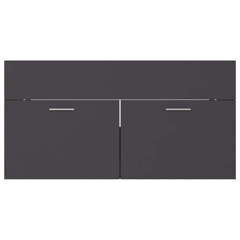 2 Piece Bathroom Furniture Set Grey Engineered Wood