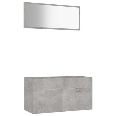 2 Piece Bathroom Furniture Set Concrete Grey Engineered Wood