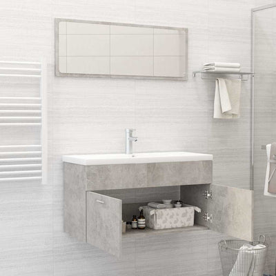 2 Piece Bathroom Furniture Set Concrete Grey Engineered Wood