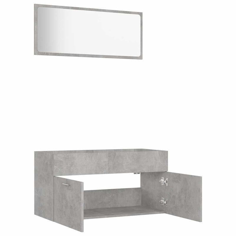 2 Piece Bathroom Furniture Set Concrete Grey Engineered Wood