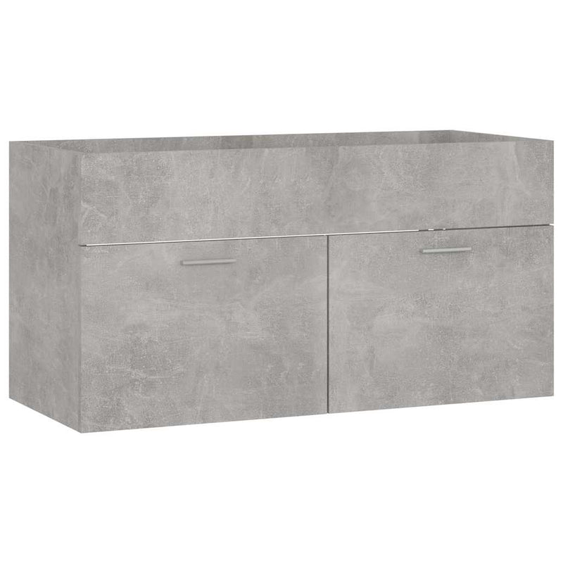 2 Piece Bathroom Furniture Set Concrete Grey Engineered Wood