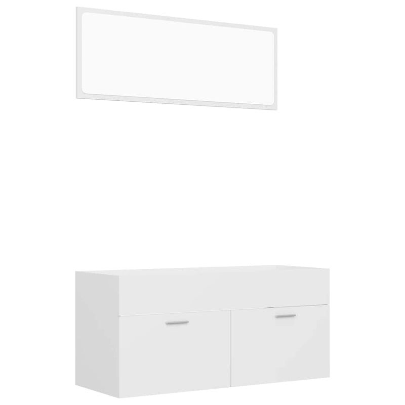 2 Piece Bathroom Furniture Set White Engineered Wood