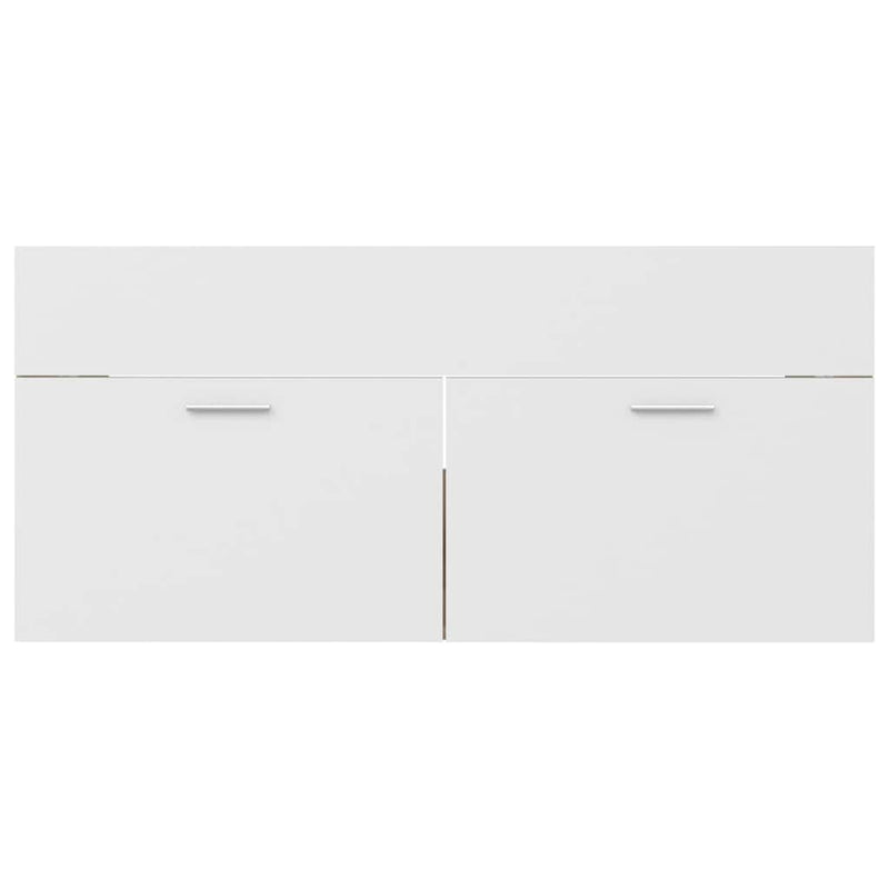 2 Piece Bathroom Furniture Set White and Sonoma Oak Engineered Wood