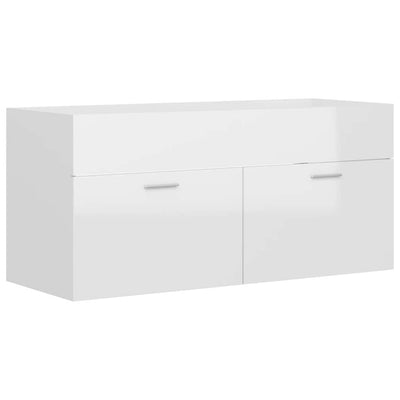 2 Piece Bathroom Furniture Set High Gloss White Engineered Wood