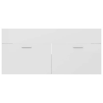 2 Piece Bathroom Furniture Set High Gloss White Engineered Wood