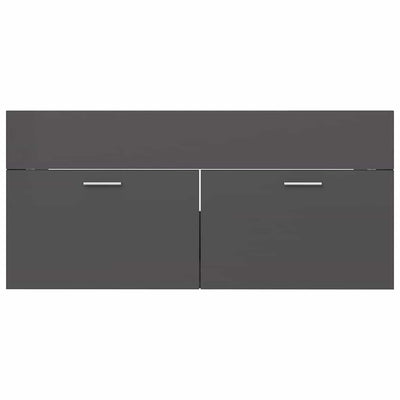 2 Piece Bathroom Furniture Set High Gloss Grey Engineered Wood