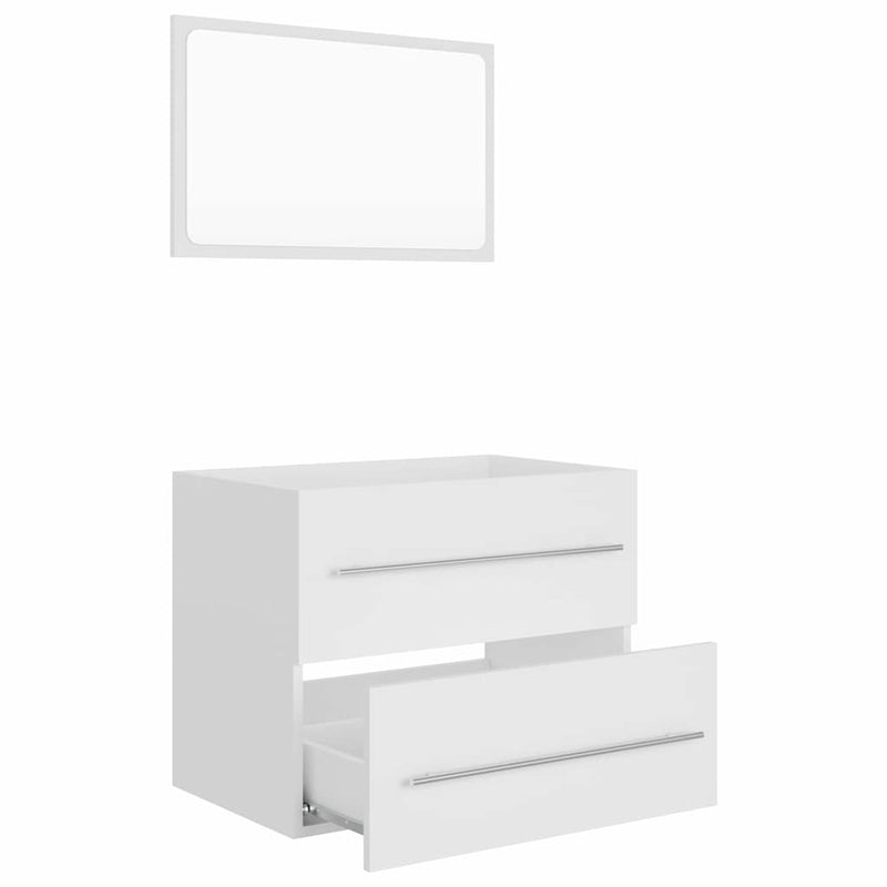 2 Piece Bathroom Furniture Set White Engineered Wood