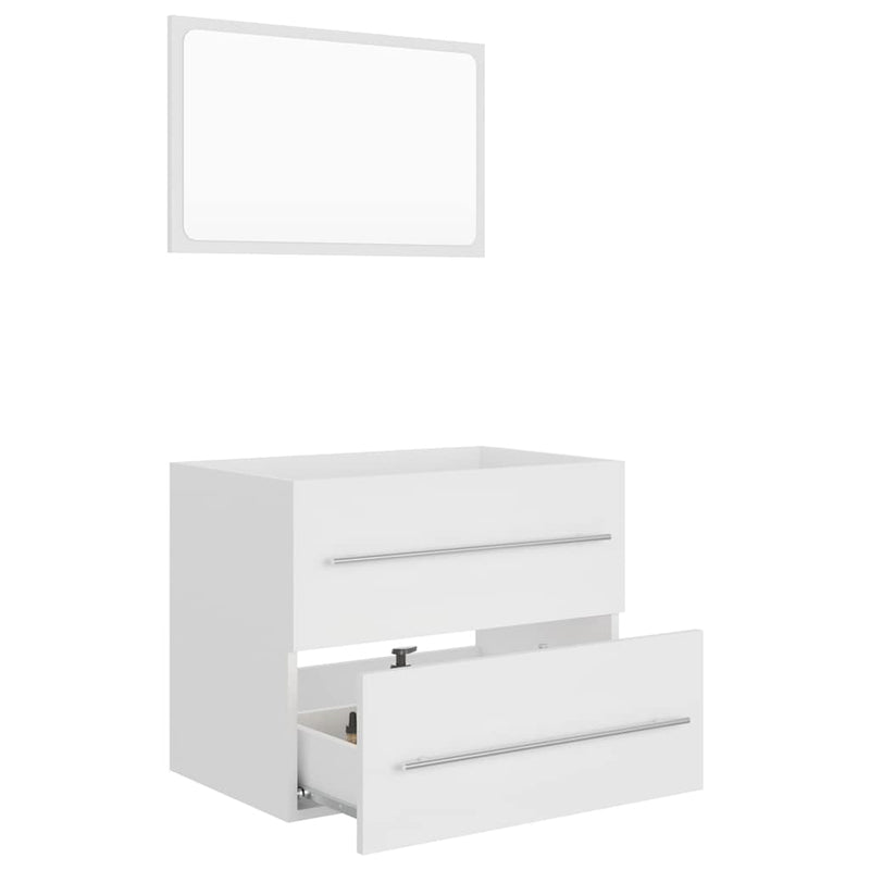 2 Piece Bathroom Furniture Set White Engineered Wood