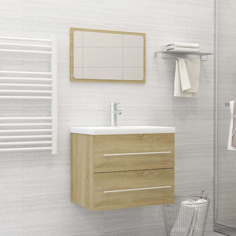 2 Piece Bathroom Furniture Set Sonoma Oak Engineered Wood